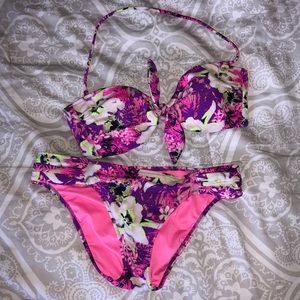 Neon floral bikini